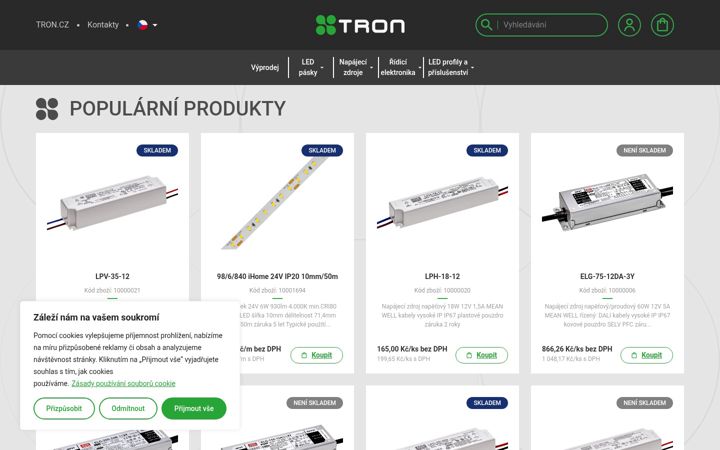 Captura de ecrã de eshop-tron.cz