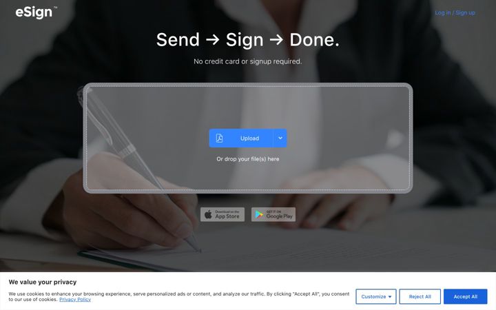 Screenshot ta' esign.com