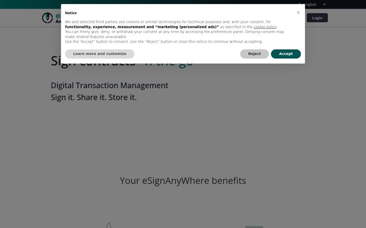 Screenshot of esignanywhere.net