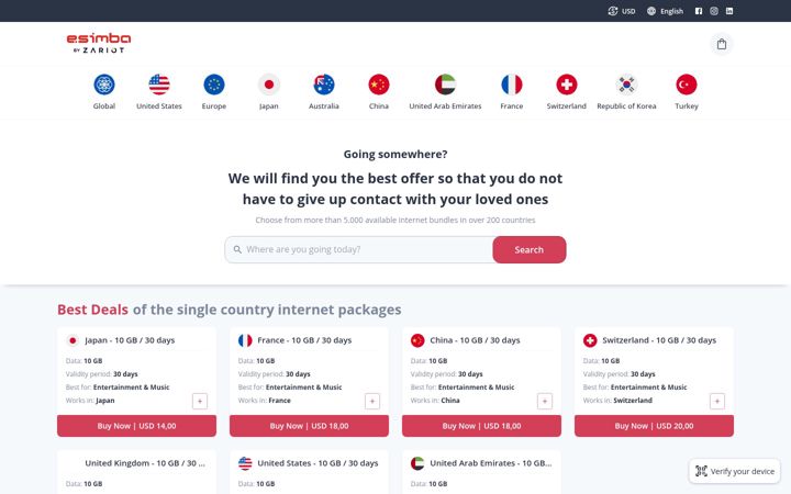 Screenshot of esimba.com