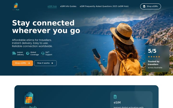Screenshot di esimhub.com.au
