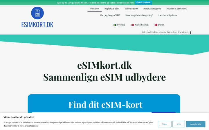 Ekrano kopija esimkort.dk