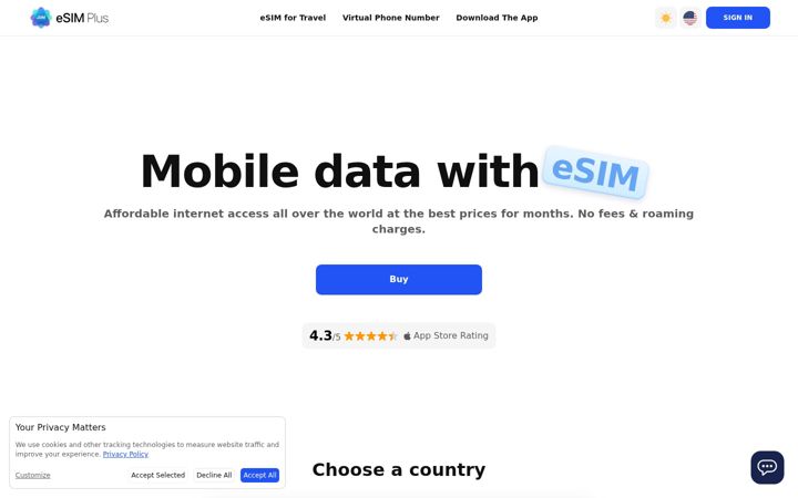 Screenshot of esimplus.me