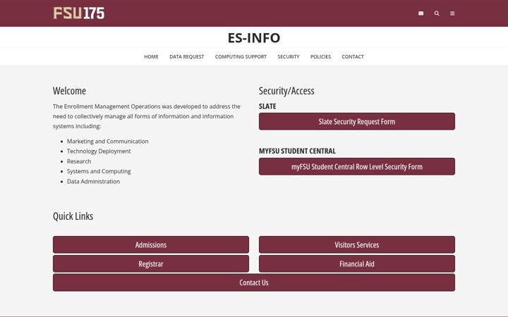 Screenshot of esinfo.fsu.edu