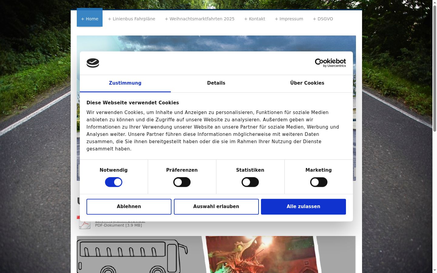 Képernyőkép a bármilyen interakció előtt megjelenő hozzájárulási bannerről
