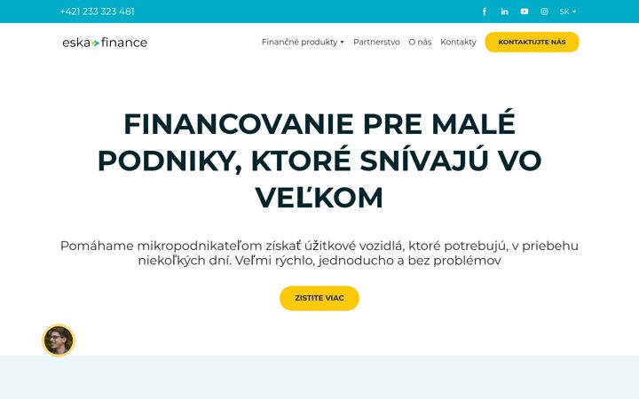 Snímek obrazovky eskafinance.cz