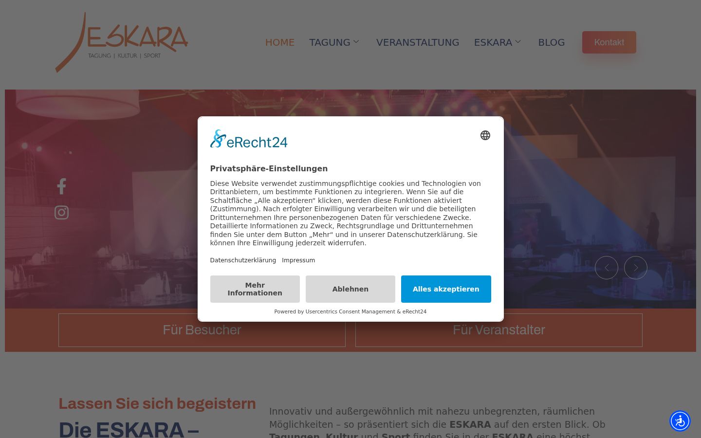 Screenshot του banner συγκατάθεσης που εμφανίστηκε πριν από οποιαδήποτε αλληλεπίδραση