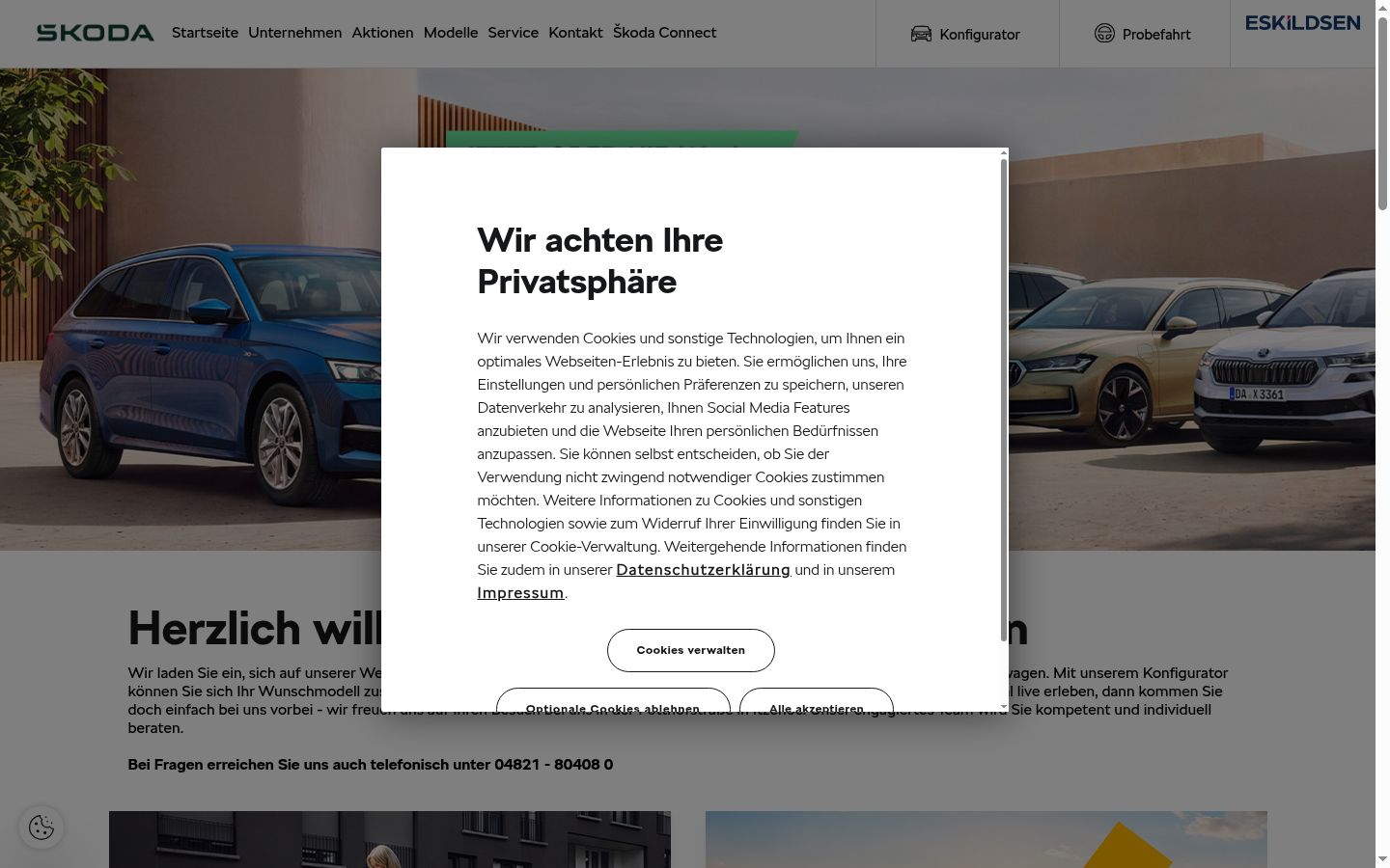 Capture d'écran de la bannière de consentement affichée avant toute interaction