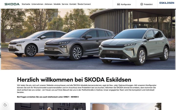 Skjermbilde av eskildsen.skoda-auto.de