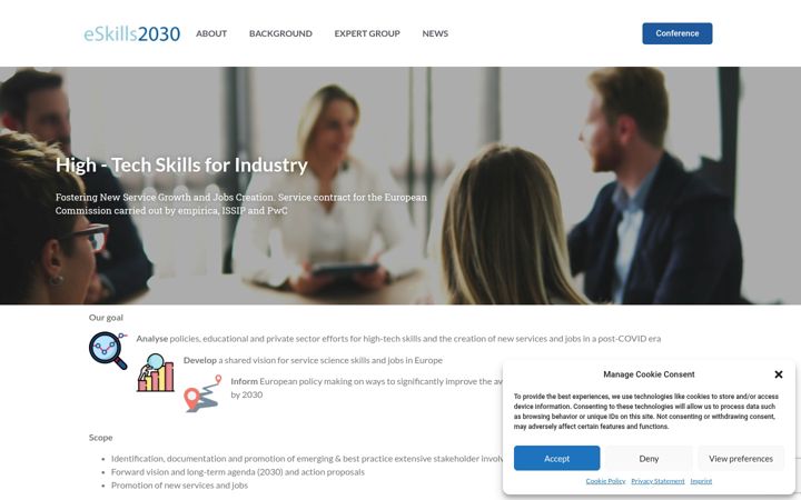 Captură de ecran a eskills2030.eu