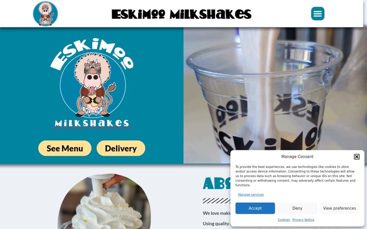 Posnetek zaslona eskimoomilkshakes.co.uk