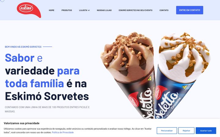 Skärmbild av eskimosorvetes.com.br