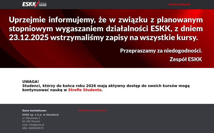 Snímek obrazovky eskk.pl