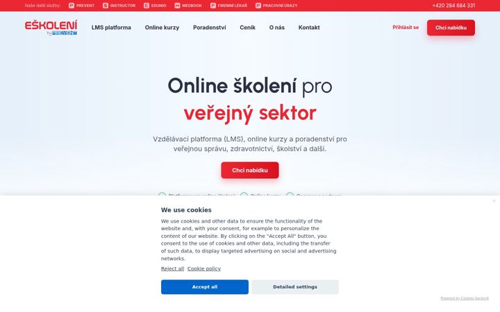 Snímek obrazovky eskoleni.cz