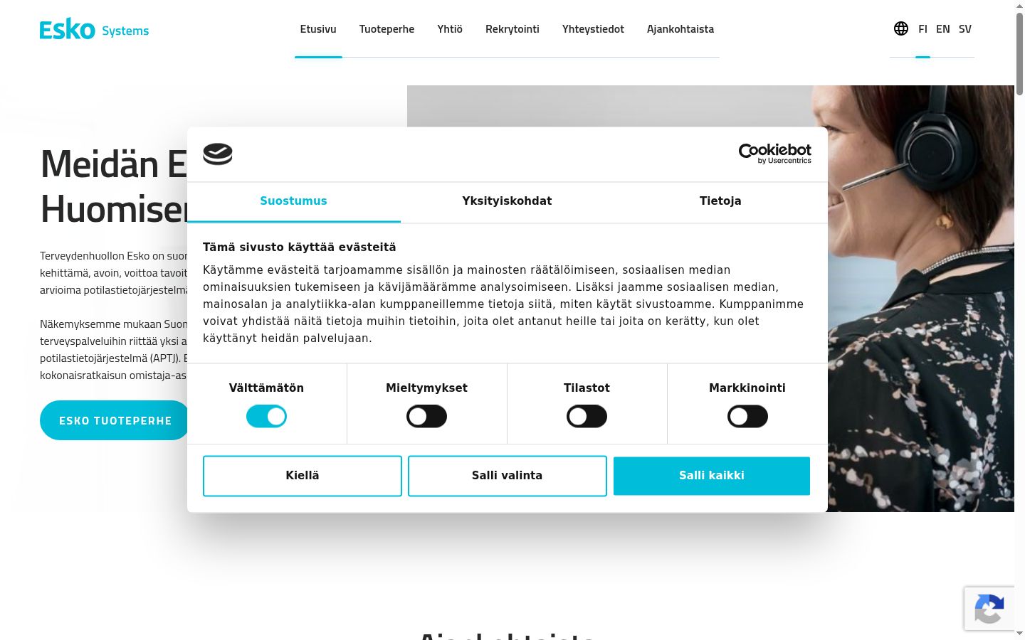 Screenshot des Einwilligungsbanners vor jeglicher Interaktion
