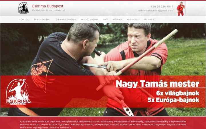 Kuvakaappaus sivustosta eskrimabudapest.hu