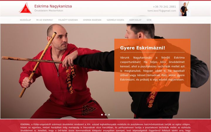 Kuvakaappaus sivustosta eskrimanagykanizsa.hu