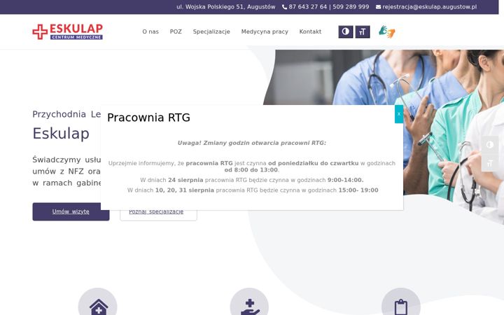 Snímek obrazovky eskulap.augustow.pl