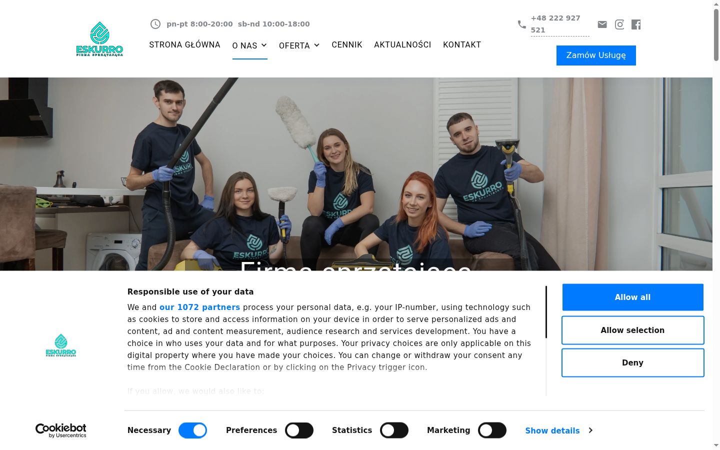 Screenshot of the consent banner shown before any interaction