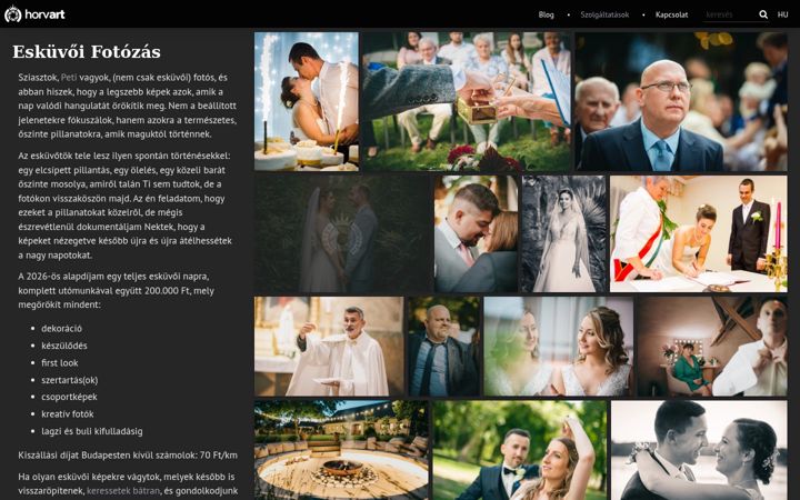 Kuvakaappaus sivustosta eskuvoifotosoldal.hu