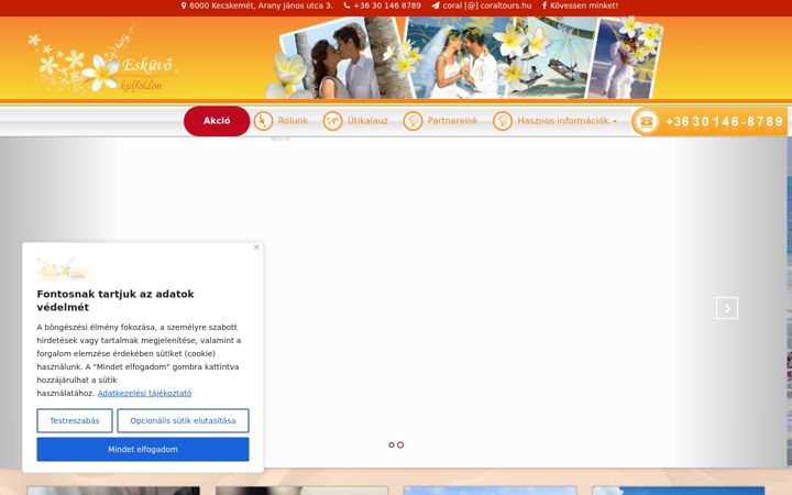 Kuvakaappaus sivustosta eskuvokulfoldon.hu