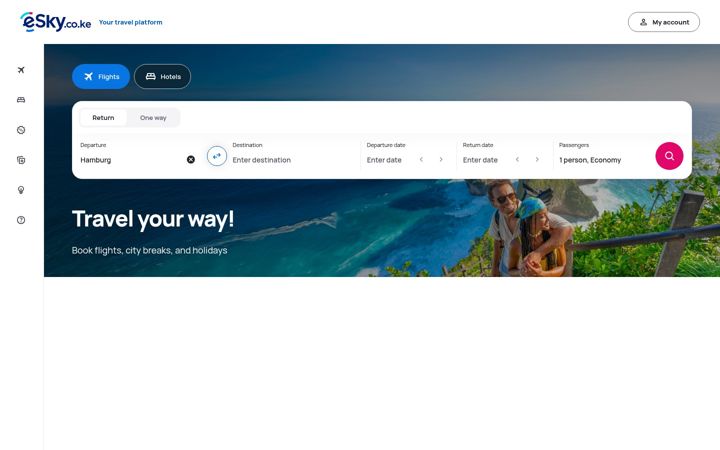 Screenshot of esky.co.ke