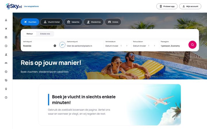 Screenshot von esky.nl
