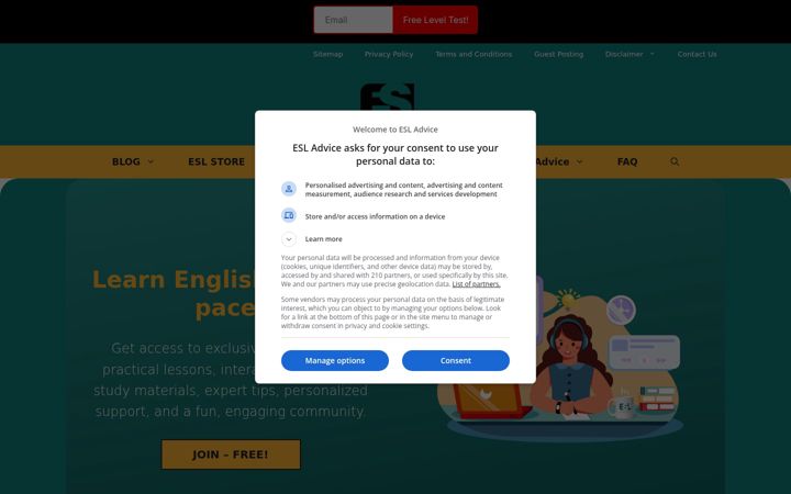 Screenshot of esladvice.com