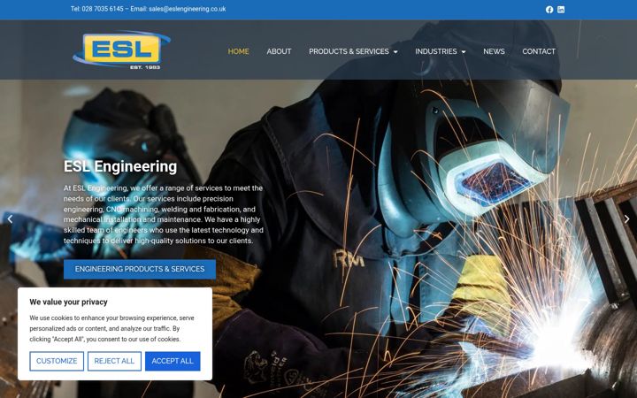 Posnetek zaslona eslengineering.co.uk