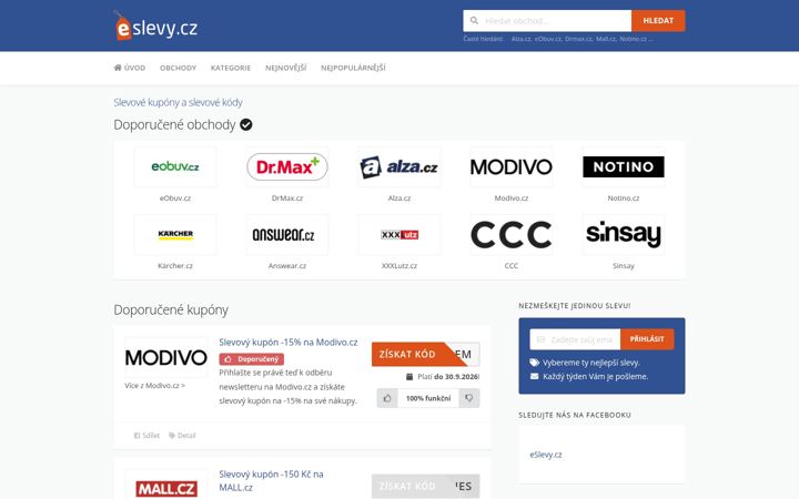 Snímek obrazovky eslevy.cz