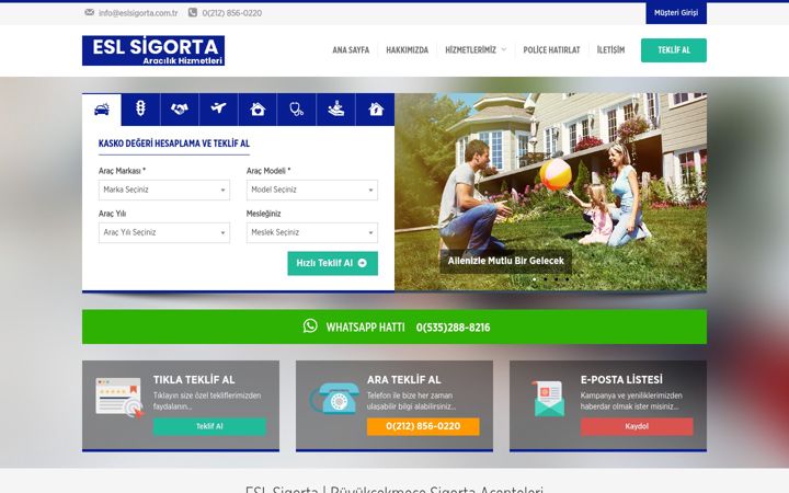 Snimka zaslona za eslsigorta.com.tr