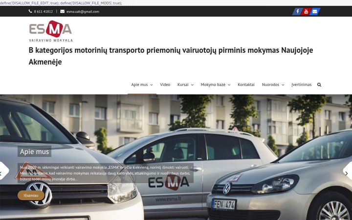 Skærmbillede af esma.lt
