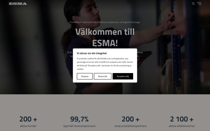 Skjermbilde av esma.se