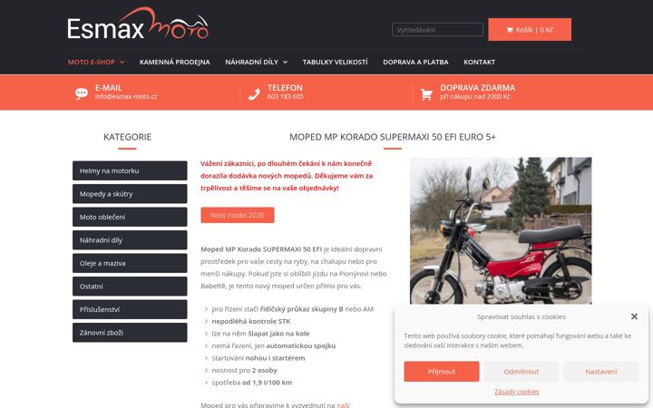 Snímek obrazovky esmax-moto.cz