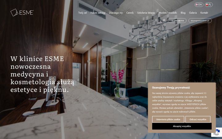 Snímek obrazovky esmeclinic.pl