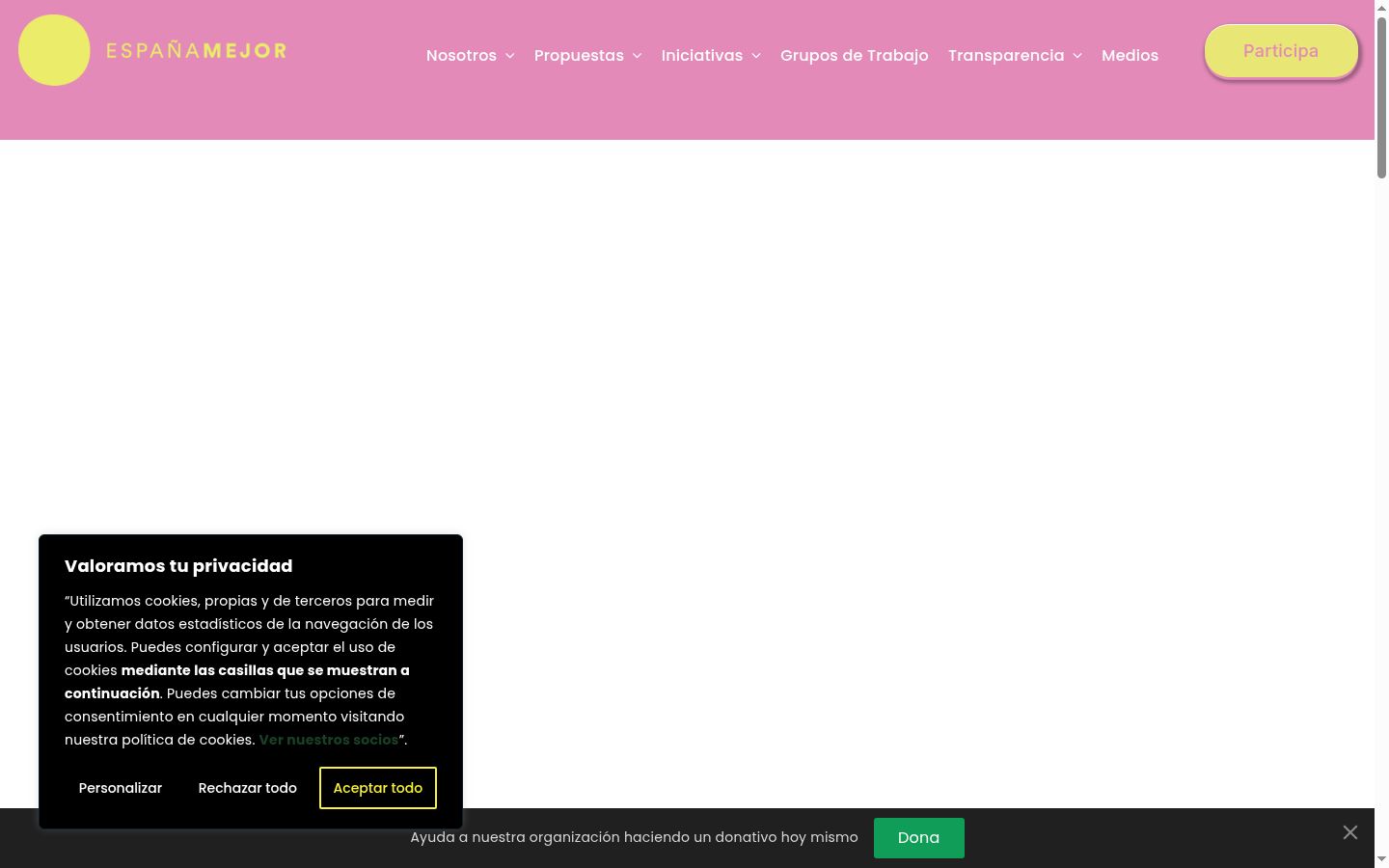 Screenshot des Einwilligungsbanners vor jeglicher Interaktion