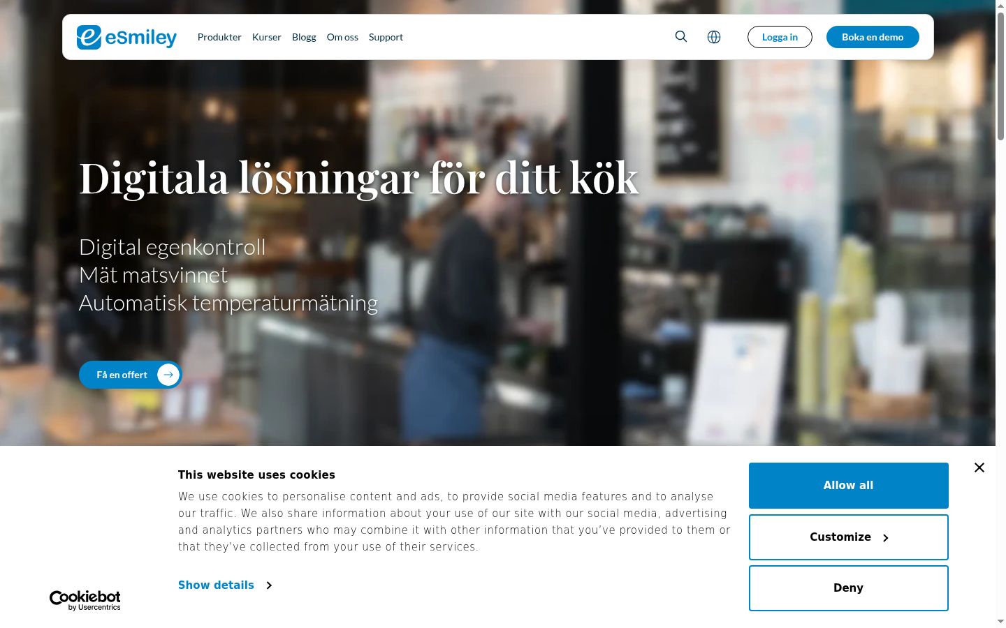 Skjermbilde av samtykkebanneret slik det vises før noen interaksjon