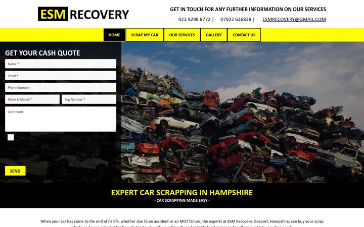Skærmbillede af esmrecovery.co.uk