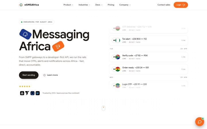 Zrzut ekranu esmsafrica.io