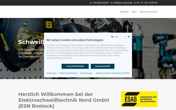 Captura de pantalla de esn-rostock.de