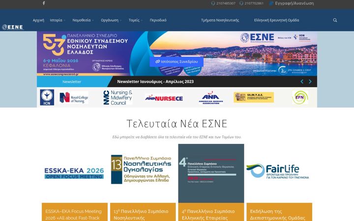 Screenshot stránky esne.gr