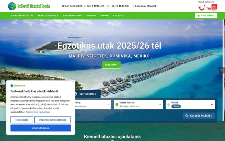Kuvakaappaus sivustosta esoerdo.hu