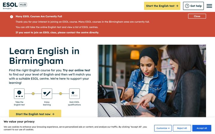 Skærmbillede af esolhub.co.uk