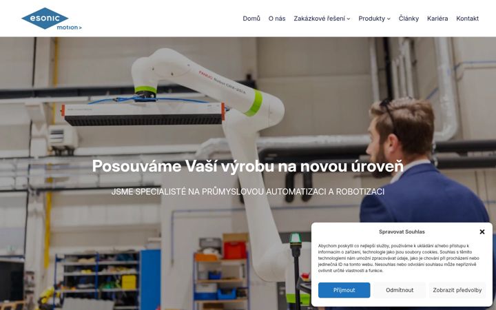 Snímek obrazovky esonicmotion.cz