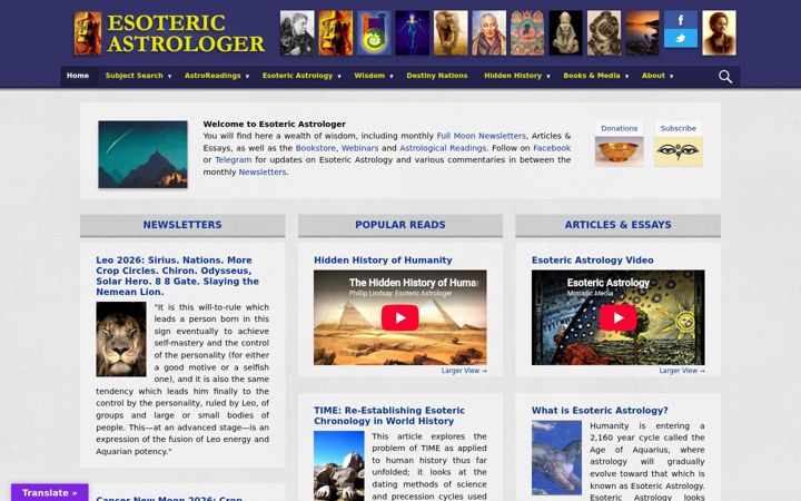 Skjámynd af esotericastrologer.org