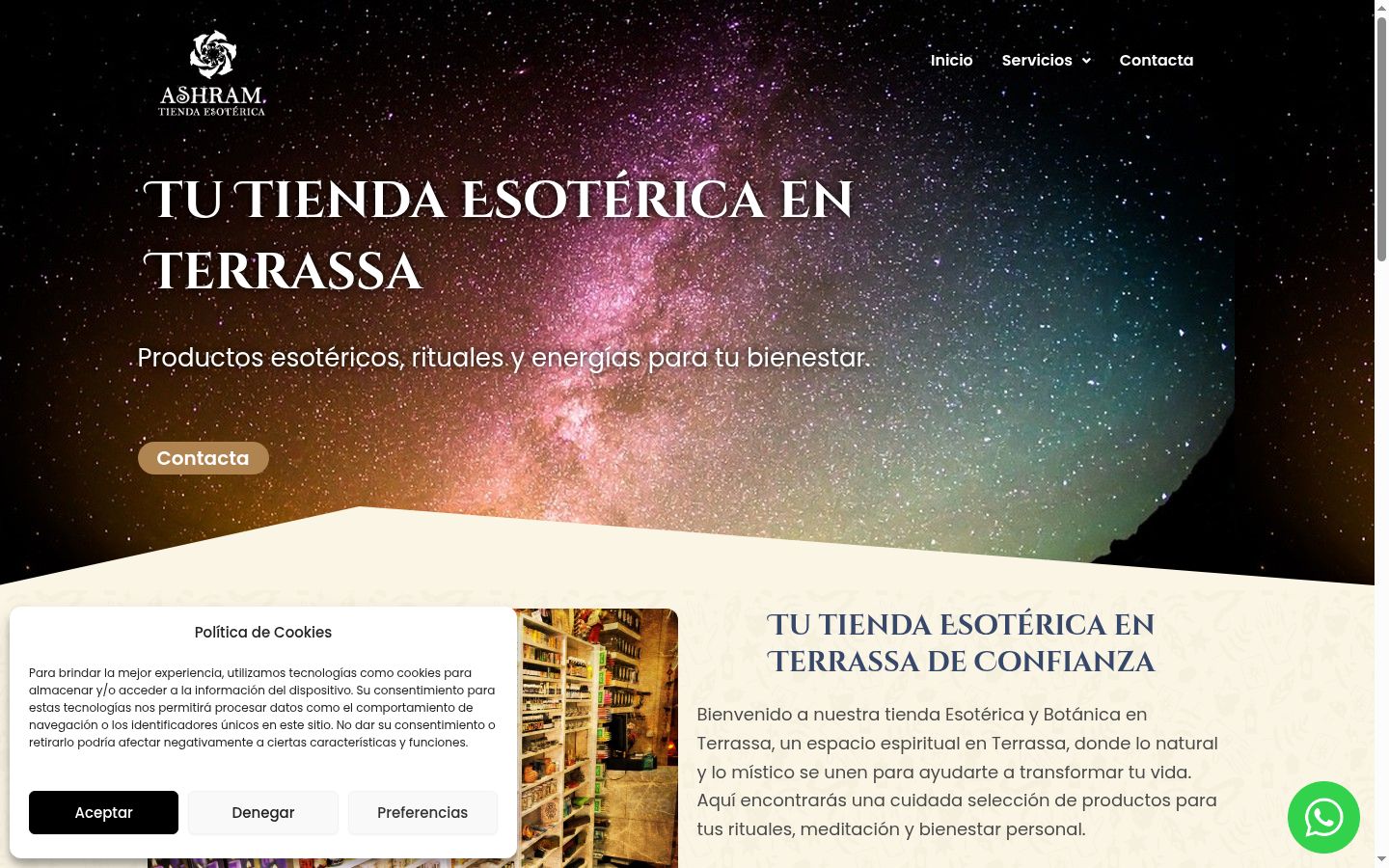 Captura de pantalla del banner de consentimiento mostrado antes de cualquier interacción