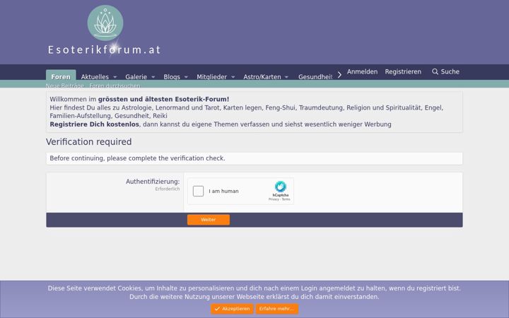 Screenshot von esoterikforum.at