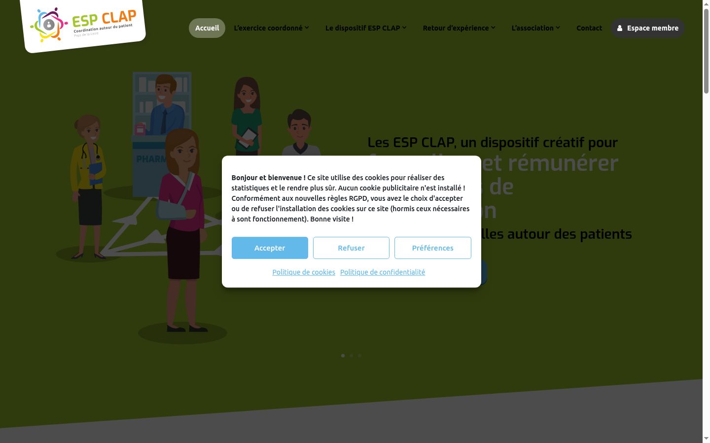 Capture d'écran de la bannière de consentement affichée avant toute interaction