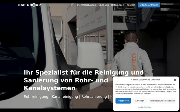 Ekrānuzņēmums no esp-kanalreinigung.ch