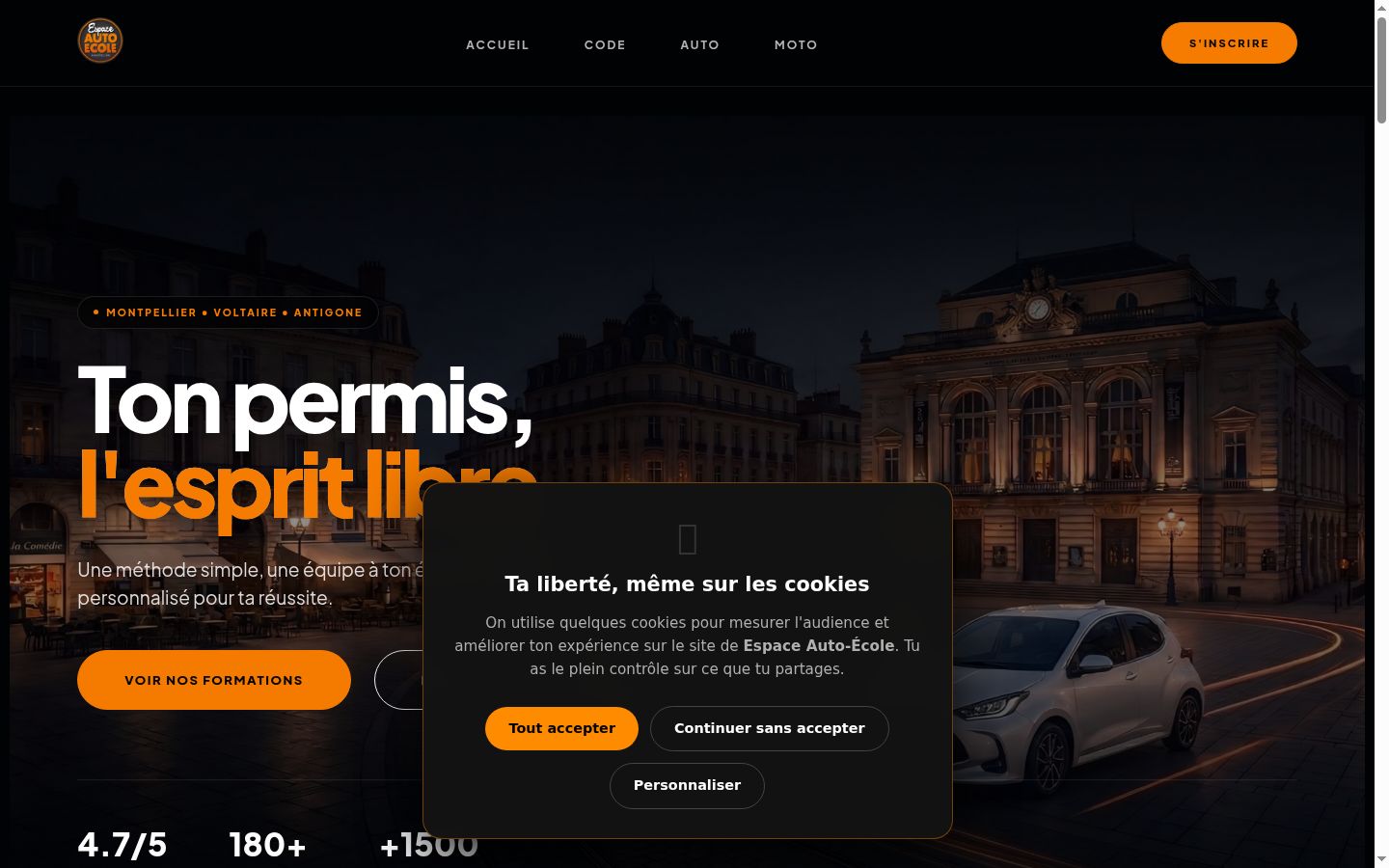Skærmbillede af samtykkebanneret, som det blev vist før nogen interaktion